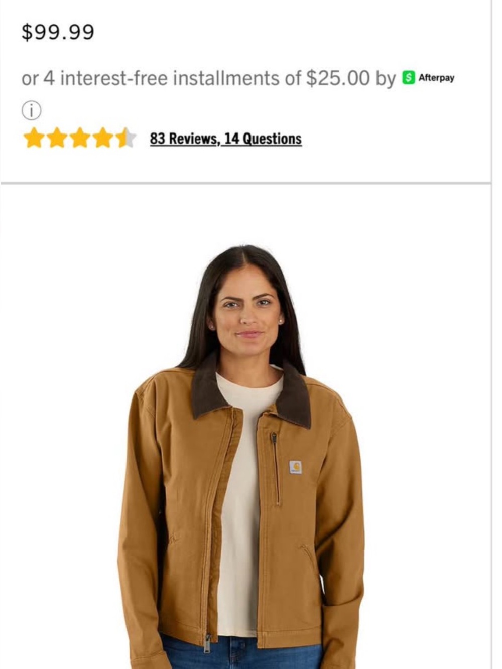 Carhartt Women's Brown Jacket with Dark Brown Collar